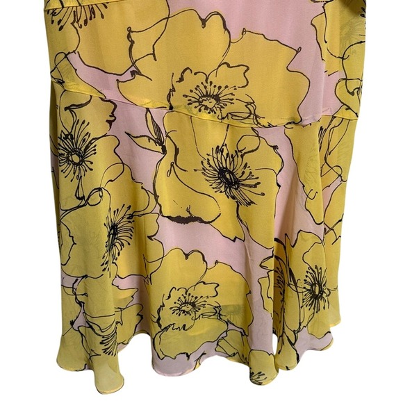 Taylor Womens Dress Yellow Pink Floral Sheer chiffon Size 8 - Picture 3 of 9